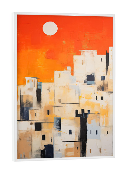 Poster mit weißem Rahmen "Abstrakte Wüstenstadt" artboxONE - Städte,Abstrakt,Architektur