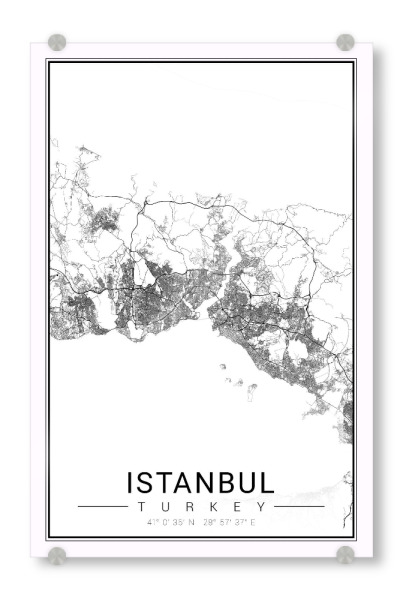 Acrylglasbild "Istanbul als City Map" artboxONE - Schwarzweiß,Städte / Istanbul,Kartografie