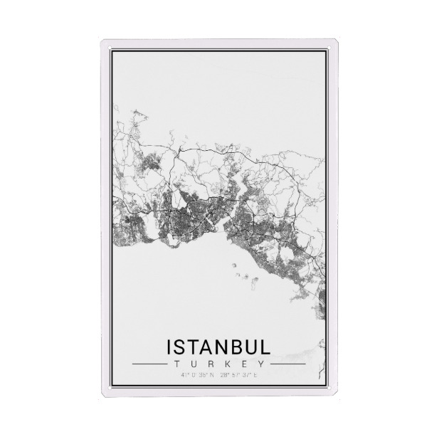 Metall Poster "Istanbul als City Map" artboxONE - Schwarzweiß,Städte / Istanbul,Kartografie