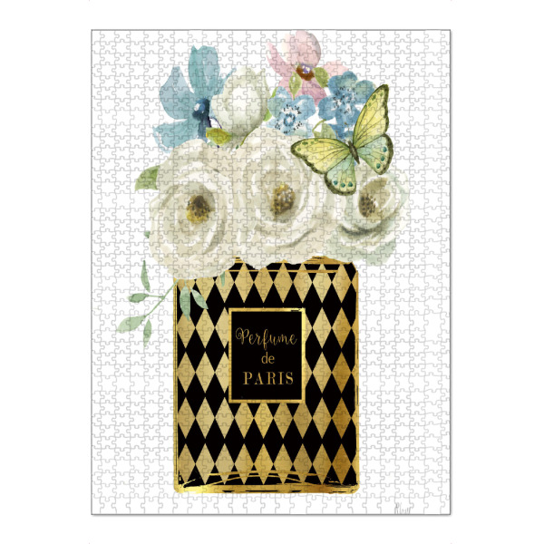 Puzzle Ravensburger "Harlekin-Blumenparfüm" artboxONE - Floral,Tiere,Fashion - Blumen,Schmetterling,Parfüm,Floral - Bild blumen