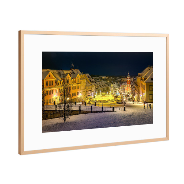 Poster mit Rahmen Kupfer "Gothaer Hauptmarkt im Winter" artboxONE - Architektur