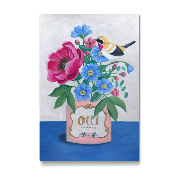 Galerie-Print "Vogel und Blumen im Topf" 30x20 cm artboxONE