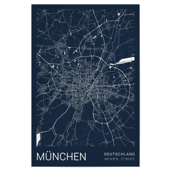 Poster 30x20 cm "München als Stadtplan" artboxONE - Städte / München,Kartografie