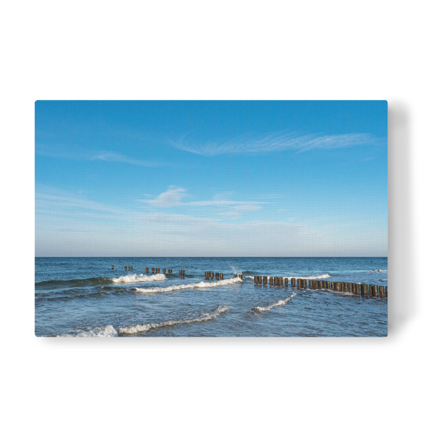 Leinwandbild "Buhnen, Wellen, Ostsee" artboxONE - Natur,Reise,Reise / Strand und Meer
