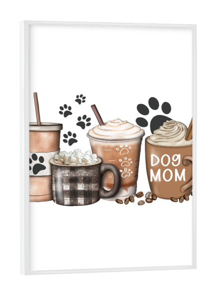 Poster mit weißem Rahmen "Hundemama-Kaffeetassen" artboxONE - Tiere,Essen & Trinken,Fashion,Für Mama,Festivals