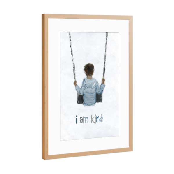 Poster mit Rahmen Kupfer "Junge auf einer Schaukel" artboxONE - Typografie,Für Kinder - Schaukel,Junge,Kinder,Kind,Kinder
