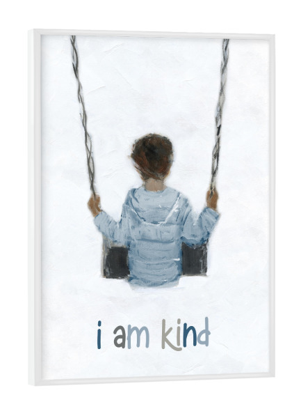 Poster mit weißem Rahmen "Junge auf einer Schaukel" artboxONE - Typografie,Für Kinder - Schaukel,Junge,Kinder,Kind,Kinder