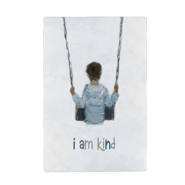 Holzbild "Junge auf einer Schaukel" artboxONE - Typografie,Für Kinder - Schaukel,Junge,Kinder,Kind,Kinder