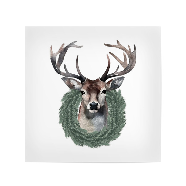 Poster 20x20 cm "Hirsch Cottage Christmas" artboxONE - Natur,Tiere,Weihnachten