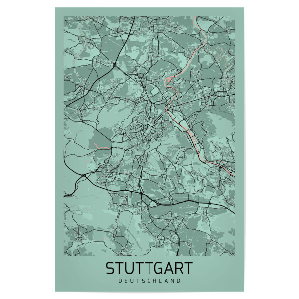 Poster 30x20 cm "Stuttgart Stadt Plan" artboxONE - Städte / Stuttgart,Kartografie