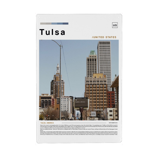 Holzbild "Titelseite der Tulsa-Zeitung" artboxONE - Städte,Architektur