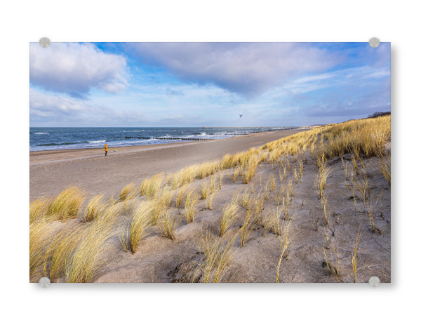 Acrylglasbild "Wellen, Düne, Wolken, Strand" artboxONE - Natur,Reise,Reise / Strand und Meer