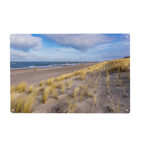 Metall Poster "Wellen, Düne, Wolken, Strand" artboxONE - Natur,Reise,Reise / Strand und Meer