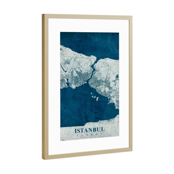 Poster mit Rahmen Gold "Istanbul Vintage Stadtplan" artboxONE - Städte / Istanbul,Kartografie