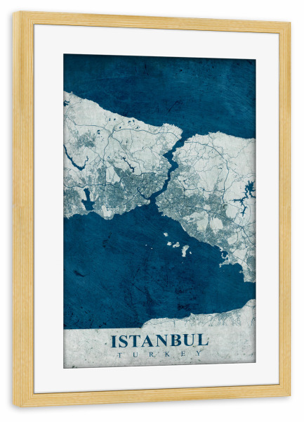 Poster mit Rahmen kiefer "Istanbul Vintage Stadtplan" artboxONE - Städte / Istanbul,Kartografie