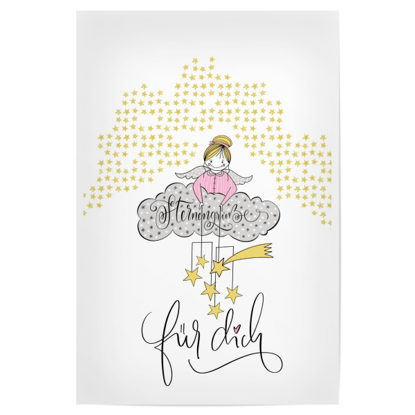 Poster "Sternengrüsße" artboxONE - Weihnachten - Weihnachten,Sterne,Advent,Adventskalender,Geschenk,Engel,Stern,Spruch,Wolke