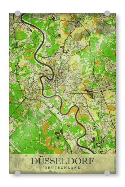 Acrylglasbild "Düsseldorf Vintage City Map" artboxONE - Städte / Düsseldorf,Kartografie