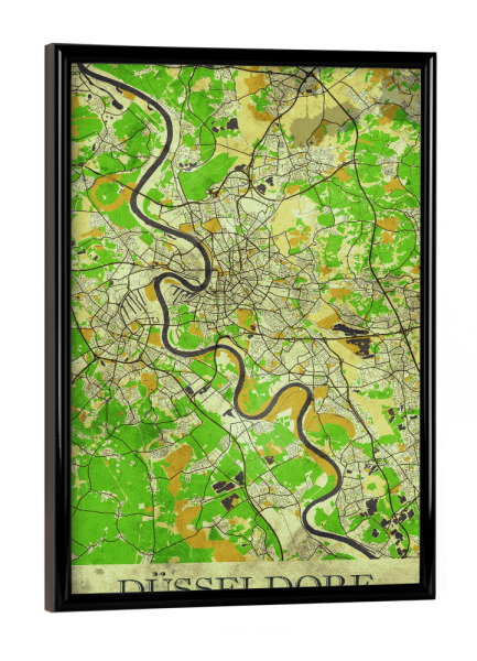 Poster mit schwarzem Rahmen "Düsseldorf Vintage City Map" artboxONE - Städte / Düsseldorf,Kartografie