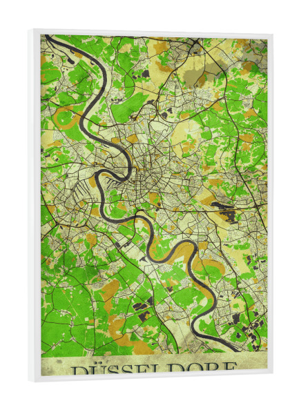 Poster mit weißem Rahmen "Düsseldorf Vintage City Map" artboxONE - Städte / Düsseldorf,Kartografie