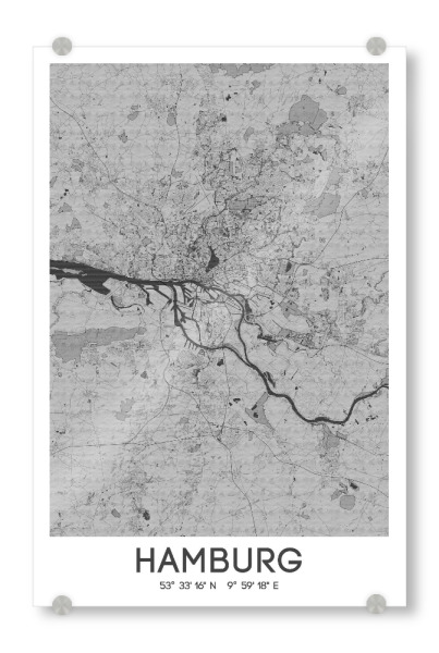 Acrylglasbild "Hamburg Citymap Bleistift" artboxONE - Städte / Hamburg,Kartografie