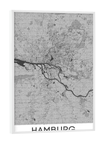Poster mit weißem Rahmen "Hamburg Citymap Bleistift" artboxONE - Städte / Hamburg,Kartografie