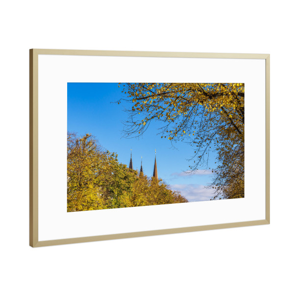 Poster mit Rahmen Gold "Turmspitzen im Herbst" artboxONE - Städte,Natur,Reise,Architektur