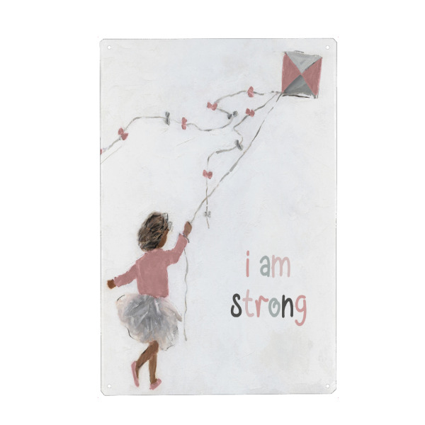 Holzbild "Mädchen lässt Drachen steigen" artboxONE - Typografie,Für Kinder - Mädchen,Drachen,Kind,Kinder,Kinder