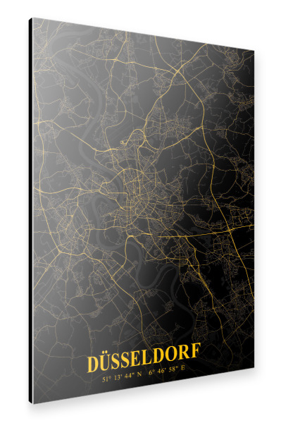 Alu-Dibond "Stadtplan Düsseldorf" 30x20 cm artboxONE
