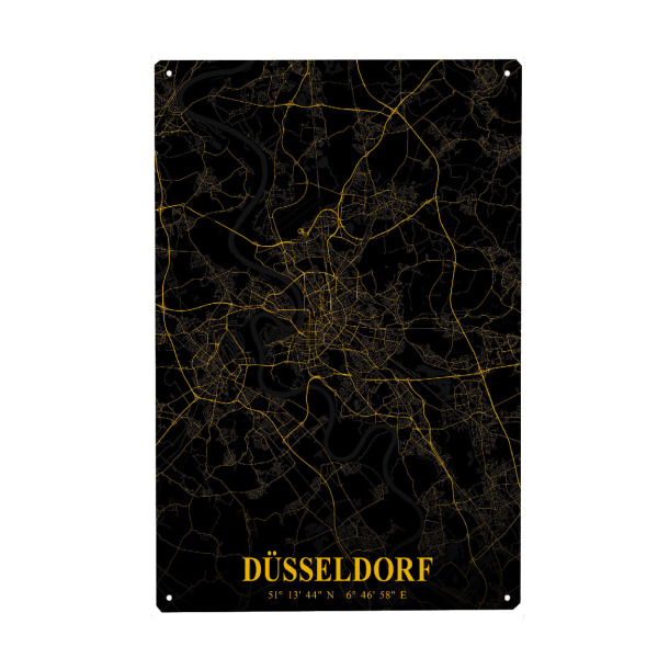Metall Poster "Stadtplan Düsseldorf" artboxONE - Städte / Düsseldorf,Kartografie