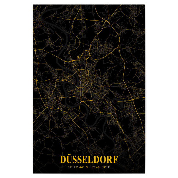 Poster "Stadtplan Düsseldorf" artboxONE - Städte / Düsseldorf,Kartografie