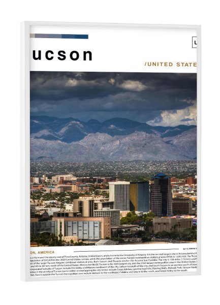 Poster mit weißem Rahmen "Tucson-Zeitungscover" artboxONE - Städte,Architektur