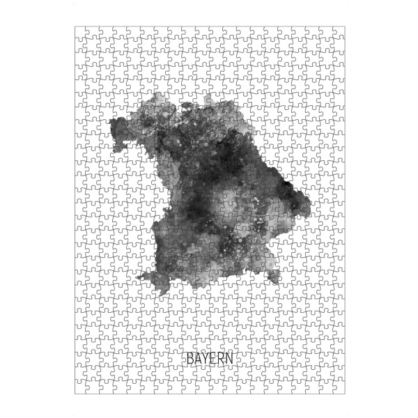 artboxONE Puzzle "Bayern Aquarell Landeskarte BW" artboxONE - Schwarzweiß,Kartografie - Bayern,Karte,Aquarell,Malerei,Landeskarte,Deutschland