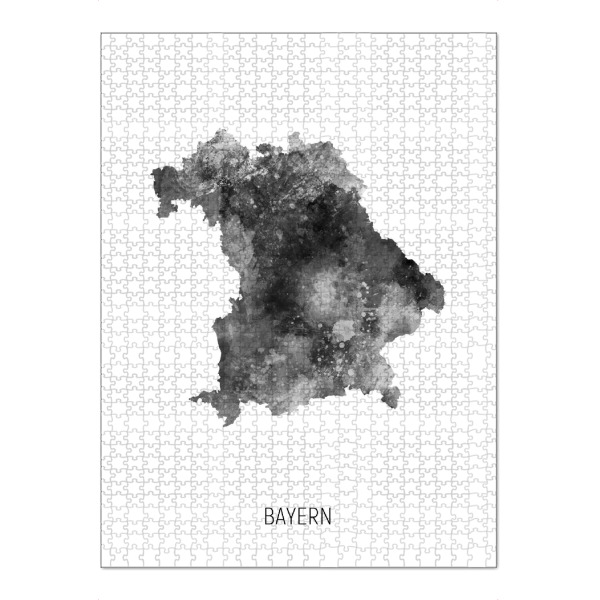 Puzzle Ravensburger "Bayern Aquarell Landeskarte BW" artboxONE - Schwarzweiß,Kartografie - Bayern,Karte,Aquarell,Malerei,Landeskarte,Deutschland