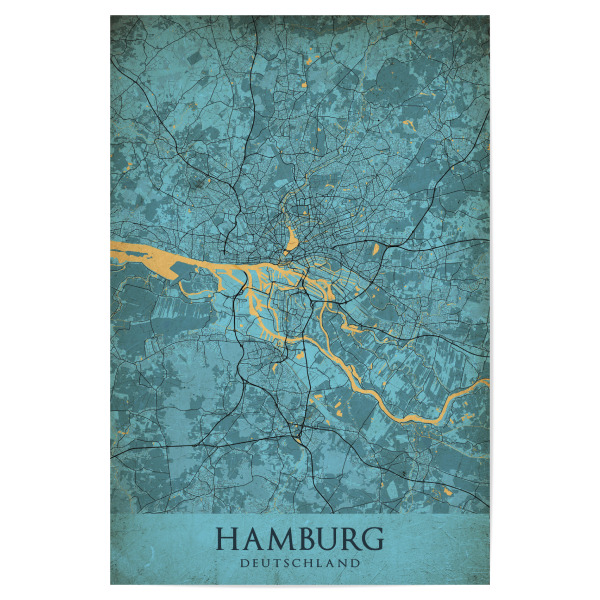 Poster "Hamburger Retro Citymap" artboxONE - Städte / Hamburg,Kartografie