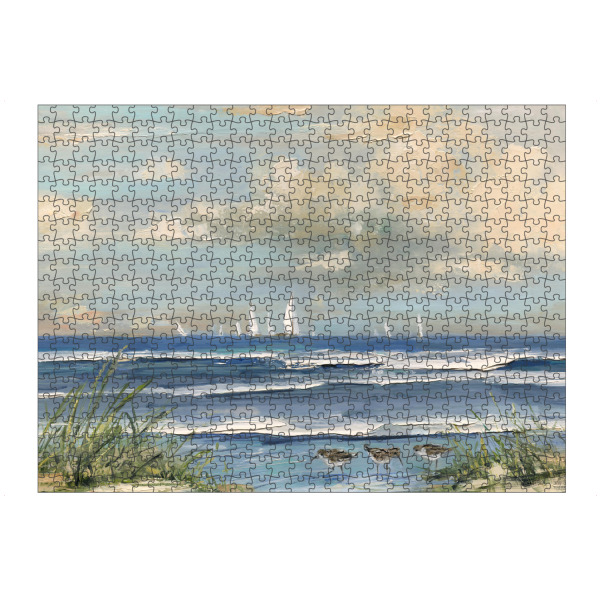 artboxONE Puzzle "Ozeanregatta" artboxONE - Tiere,Abstrakt,Reise / Strand und Meer - Strandläufer,Boote,Strand,Meer,Gras,Himmel