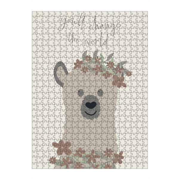 Puzzle Ravensburger "Die Welt verändern" artboxONE - Typografie,Für Kinder,Tiere - Lama,Blumen,Kind,Kinder,Kinder - Bild lama