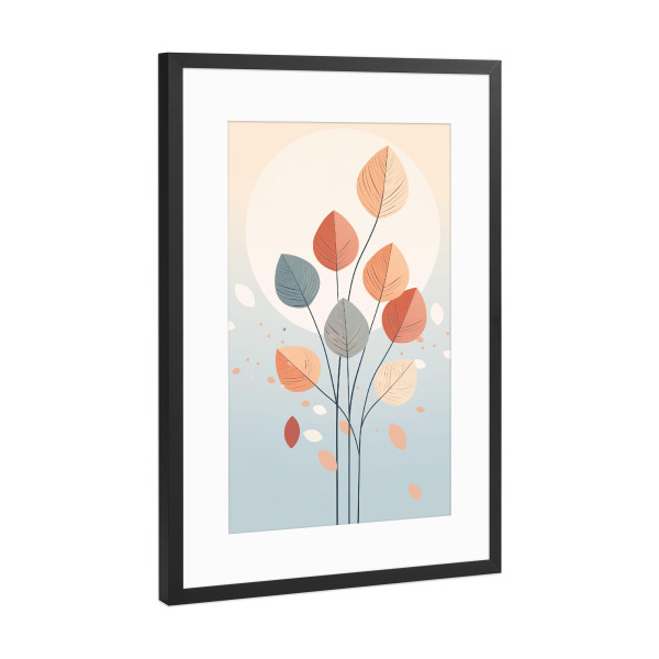 Poster mit Rahmen Schwarz (Metallic) "Hellblaue Herbstzweige" artboxONE - Natur,Floral,Abstrakt