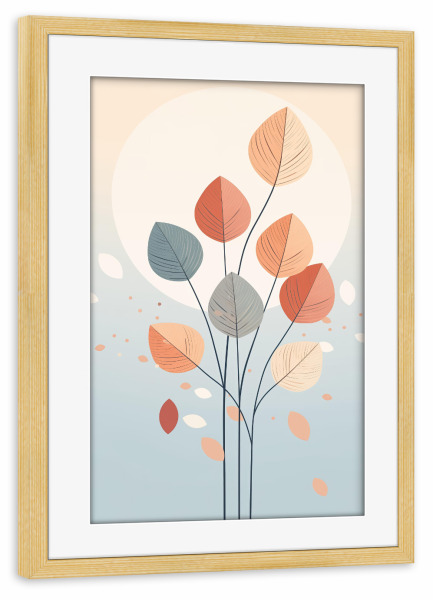 Poster mit Rahmen kiefer "Hellblaue Herbstzweige" artboxONE - Natur,Floral,Abstrakt