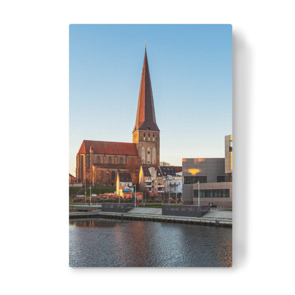 Leinwandbild "Warnow und Petrikirche" artboxONE - Natur,Reise,Architektur