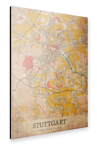 Alu-Dibond "Stuttgart als Vintage Citymap" 30x20 cm artboxONE