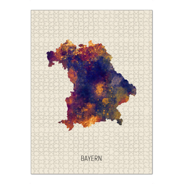 Puzzle Ravensburger "Bayern Aquarell Landeskarte Beige" artboxONE - Kartografie - Bayern,Karte,Aquarell,Malerei,Landeskarte,Deutschland