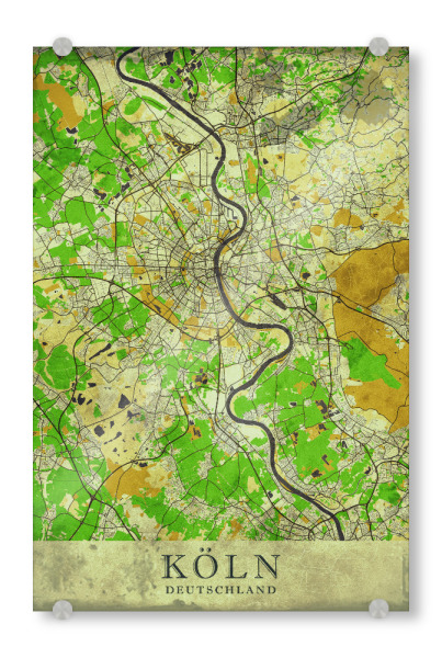 Acrylglasbild "Köln Vintage City Map" artboxONE - Städte / Köln,Kartografie
