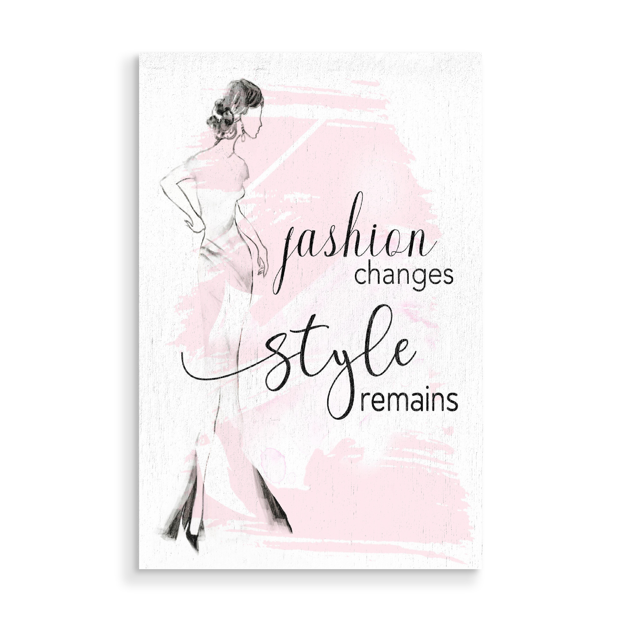 Holzbild "Mode verändert Stil bleibt" artboxONE - Typografie,Menschen,Fashion - Kleid,Frau