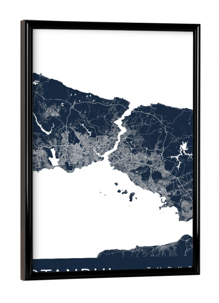 Poster mit schwarzem Rahmen "City Map von Istanbul" artboxONE - Städte / Istanbul,Kartografie