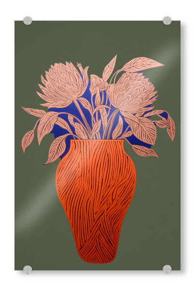 Acrylglasbild "Rote Vase" artboxONE - Natur,Floral,Abstrakt