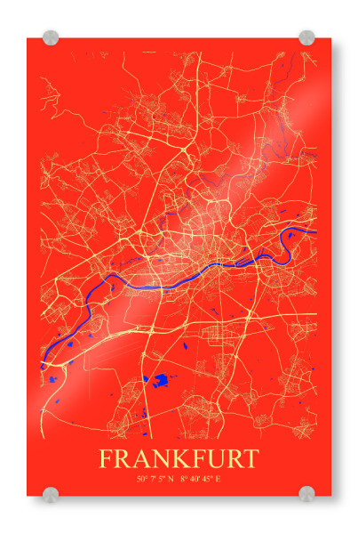 Acrylglasbild "Frankfurt am Main Map" artboxONE - Städte / Frankfurt,Kartografie