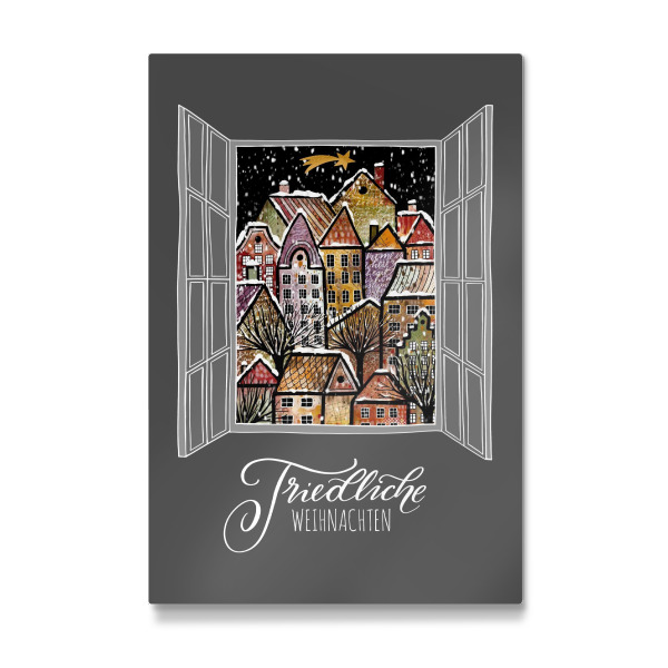 Galerie-Print "Fenster „Winterstadt“" 30x20 cm artboxONE