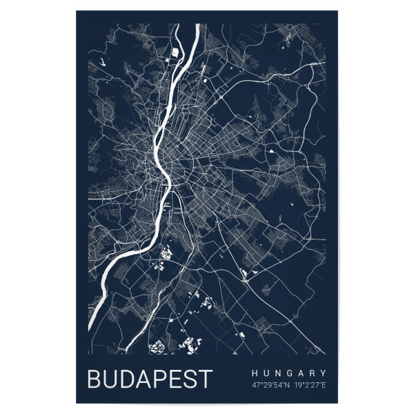 Poster 30x20 cm "City Map Budapest" artboxONE - Städte / Budapest,Kartografie