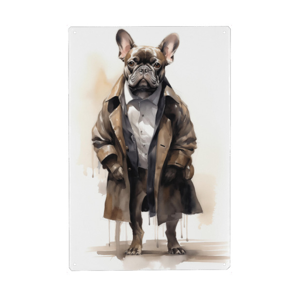 Holzbild "Mode-Bulldogge" artboxONE - Tiere,Fashion,Lustig