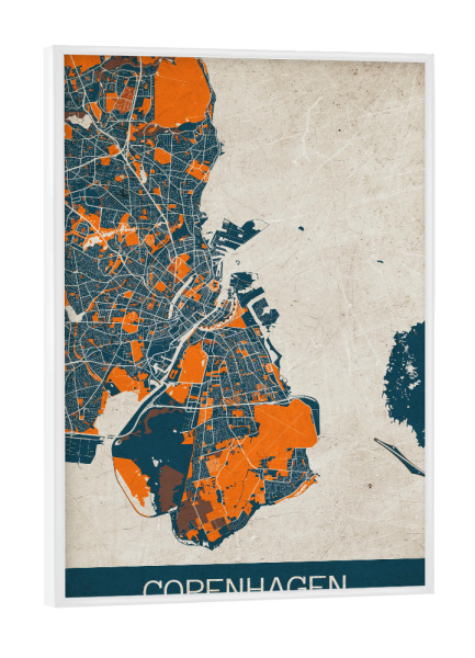 Poster mit weißem Rahmen "København Vintage City Map" artboxONE - Städte / København,Kartografie